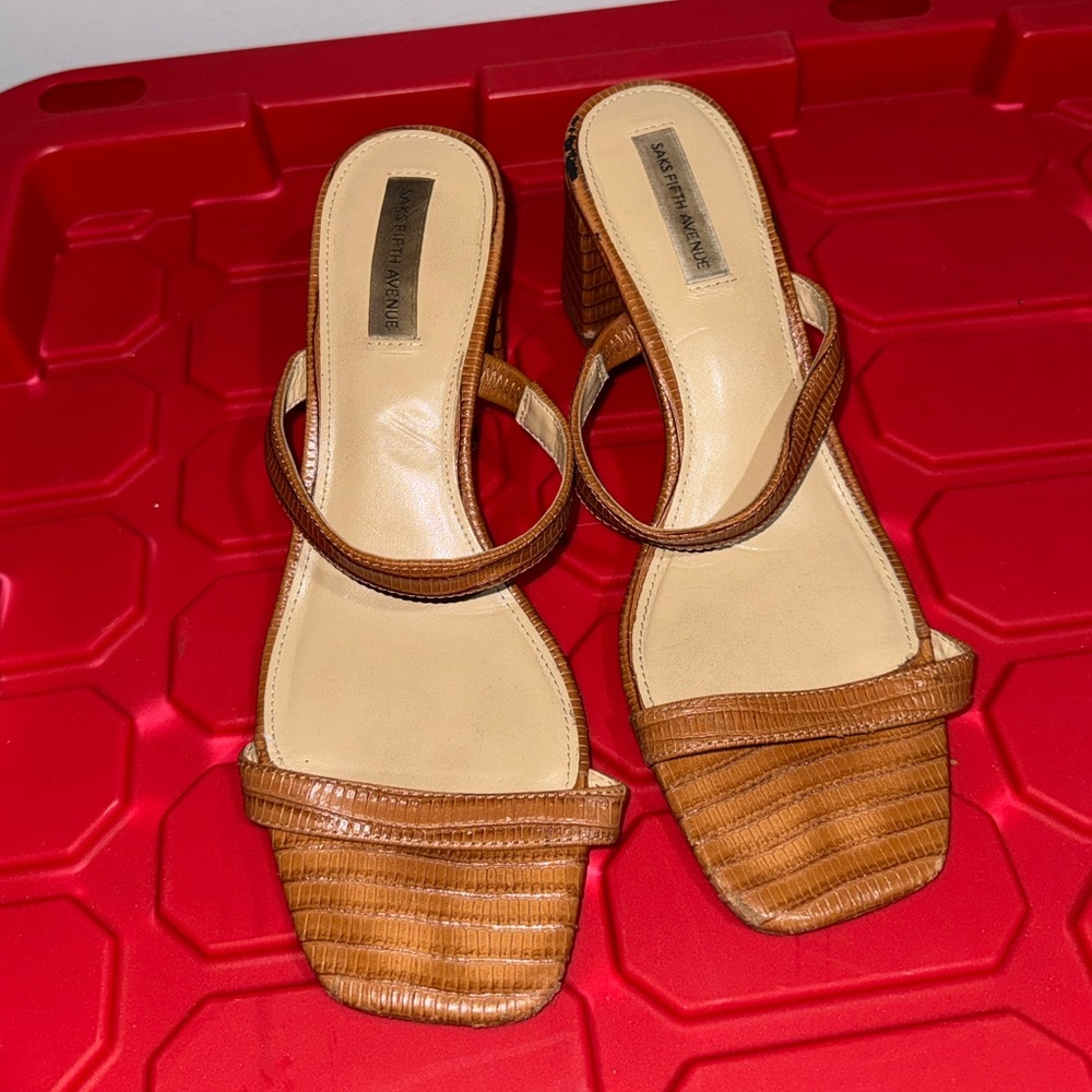 Saks Fifth Avenue Tan Strappy Heels